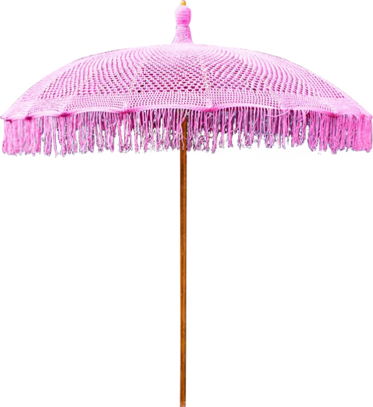 Ombrellë luksoze FH6035.04, ngjyrë rozë, makrame, dru teak dhe bambu, Φ200x260