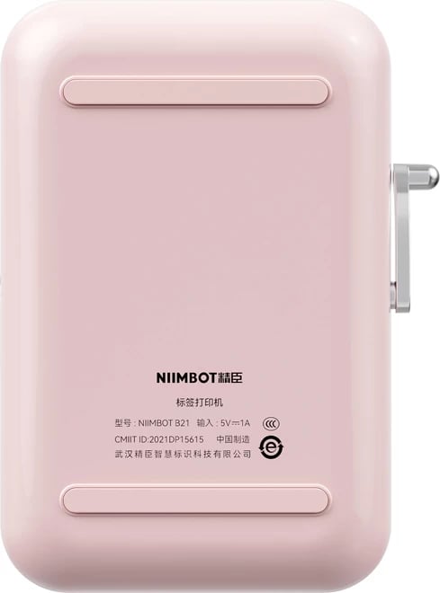 Printer etiketash termik portativ, NIIMBOT B21S, 203 dpi, gjerësi rrotulle 20–48 mm, Bluetooth, USB-C, bateri 1200 mAh, rozë
