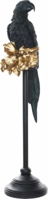 Dekor papagall, ngjyrë e zezë dhe ari, 15x18x64cm