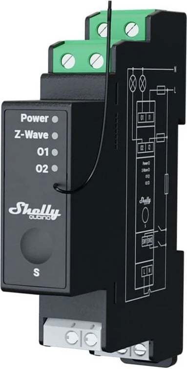 Smart rele Shelly Qubino Wave Pro 2PM, 2 kanale, Plastikë, E zezë