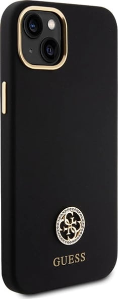 Mbështjellës Guess Silicone Logo Strass 4G për iPhone 15 Plus / 14 Plus 6.7", Zi