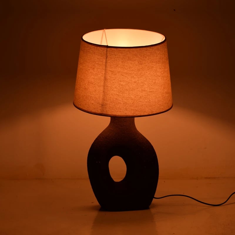 Llambë tavoline qeramike, ngjyrë gri antike-bezhë, E27, Ovola Inart, 30x52cm