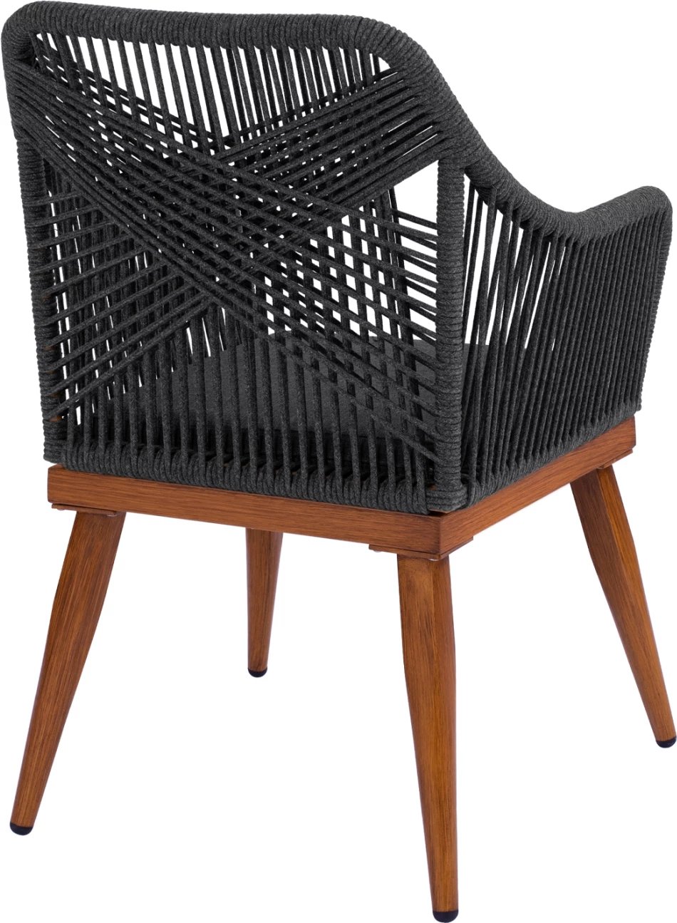 Karrige alumini MYRTIA FH5549.01 me litar gri dhe këmbë arre 62x63x90Hcm