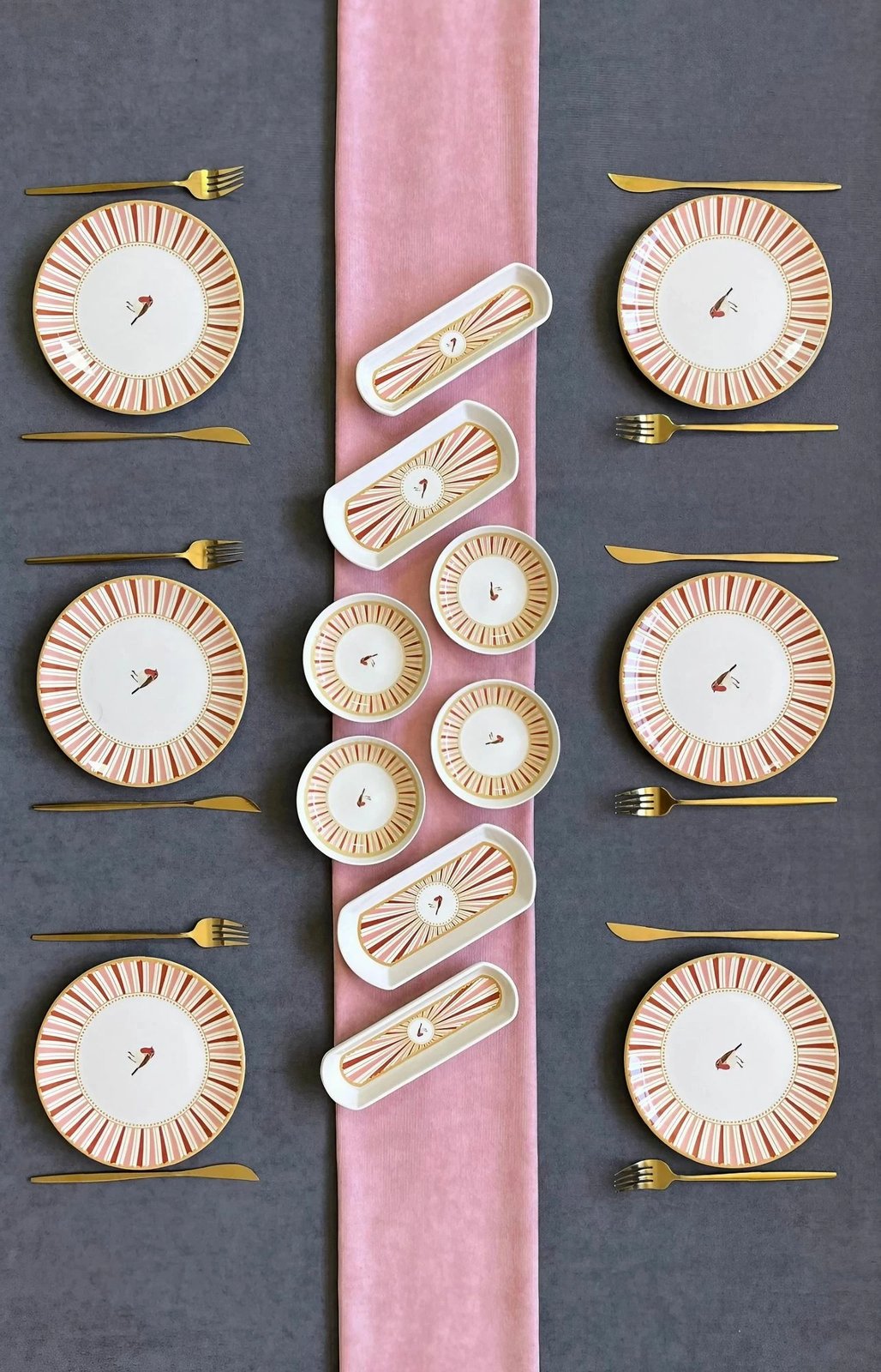 Set mëngjesi 14 pjesësh Hermia Concept, Love Bird, e kuqe