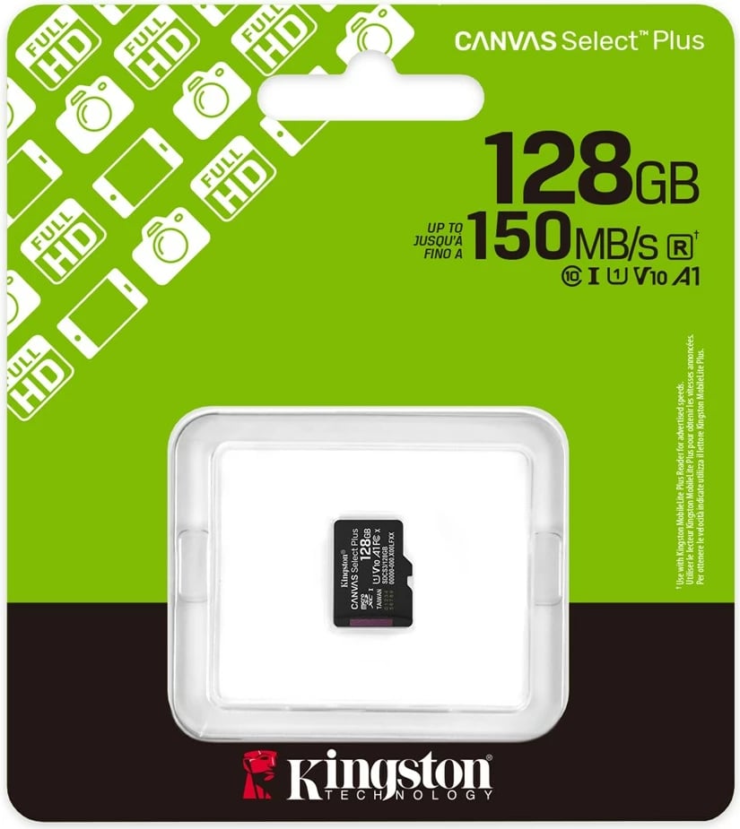 Kartelë memorie Kingston Canvas Select Plus Gen3 128GB microSDXC, e zezë