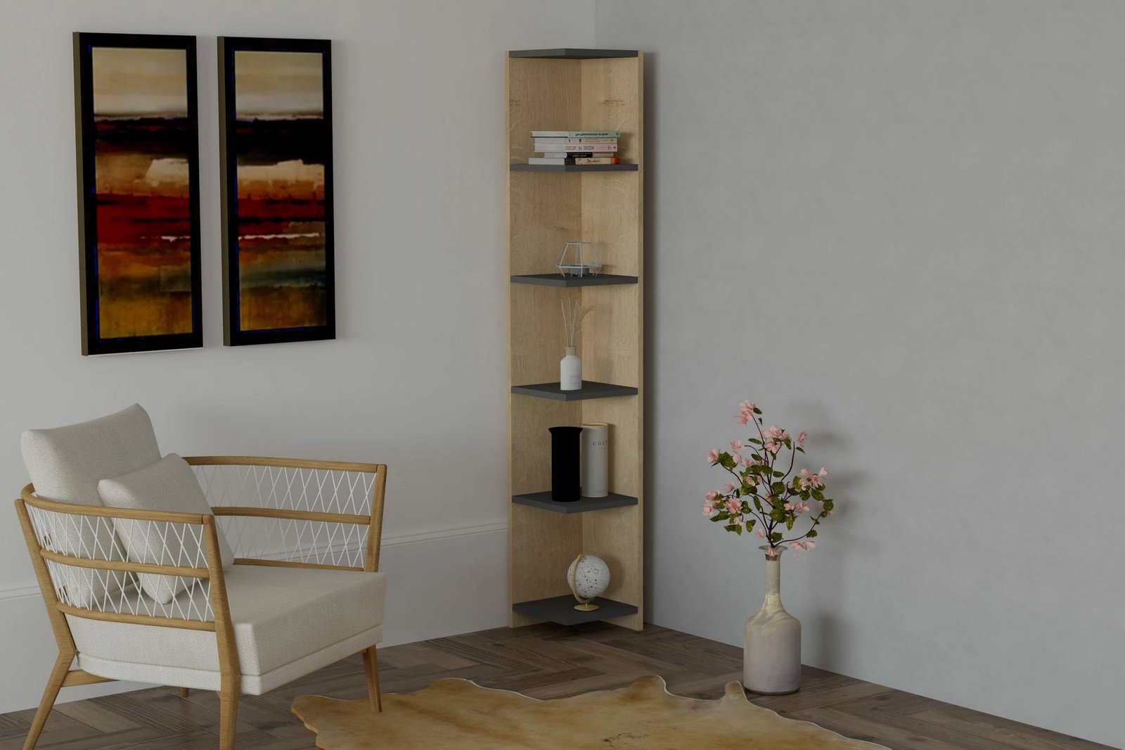 Raft librash Hanah Home, Porto, ngjyrë safir dhe antracit, stil skandinav