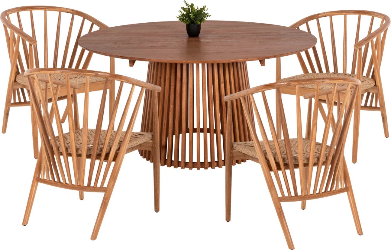 Tavolinë me karrige, 5 copë, FH21076.01, tavolinë e rrumbullakët Φ150cm