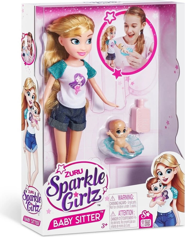 Set kukullash Sparkle Girlz Baby Sitter me aksesorë, për vajza, 10064