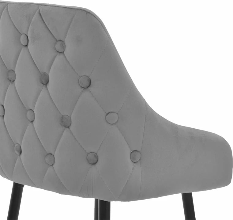 Karrige për bar Lithe metal ngjyrë ari këmbë të zeza-velur gri 47x44x98cm