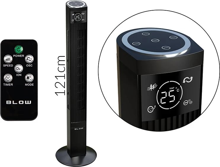 Ventilator kolonë BLOW XXL 90W, i zi