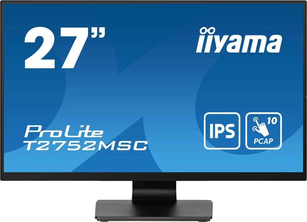 Monitor touchscreen për digital signage, IIYAMA ProLite T2752MSC (T2752MSC-B1), 27" IPS me 10 pika prekje, i zi