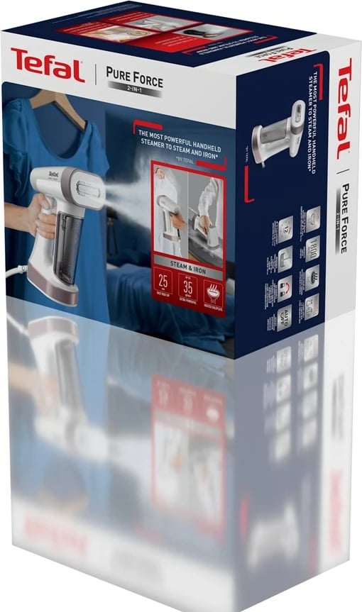 Avullues dore për rroba Tefal Pure Force DT8765E0, 0.18 L, 1800 W, Zi/Kanelle