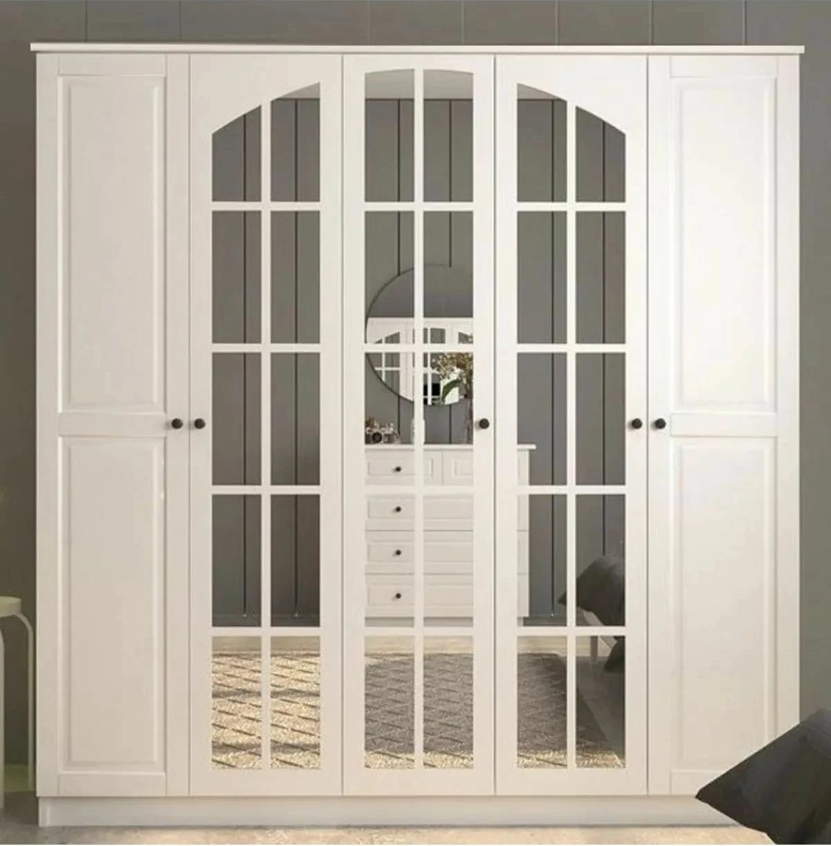 Dollap rrobash Skye Decor, ngjyrë e bardhë mat, RB-016