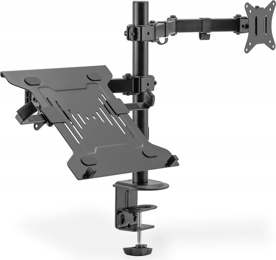 Mbajtës tavoline Digitus DA-90436 për monitor 32" dhe laptop 15.6", i zi, me kapëse