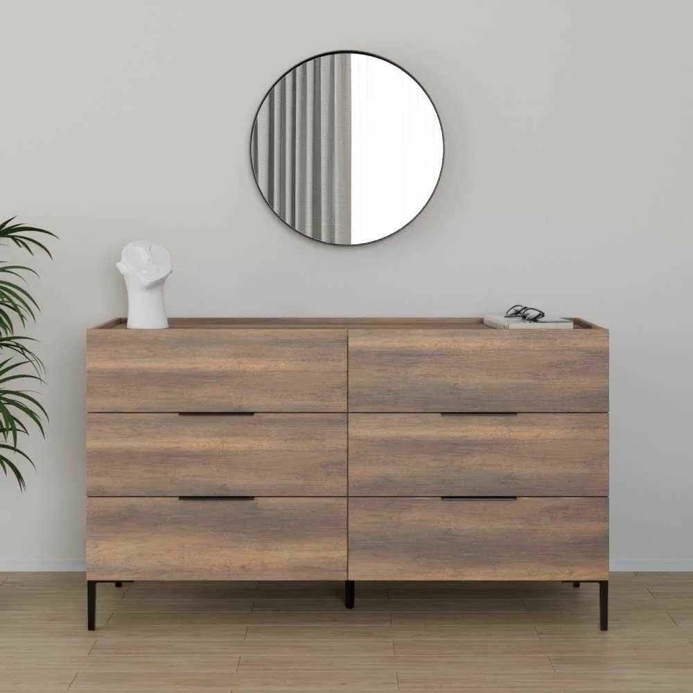 Komodë Hanah Home, Sfn-1760-Oo-1, ngjyrë arre, 6 sirtarë