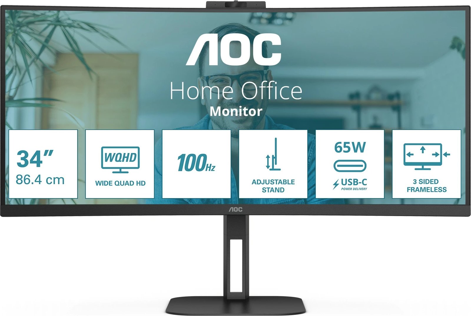 Monitor AOC V5 CU34V5C/BK, 34", 3440 x 1440, LED, i zi