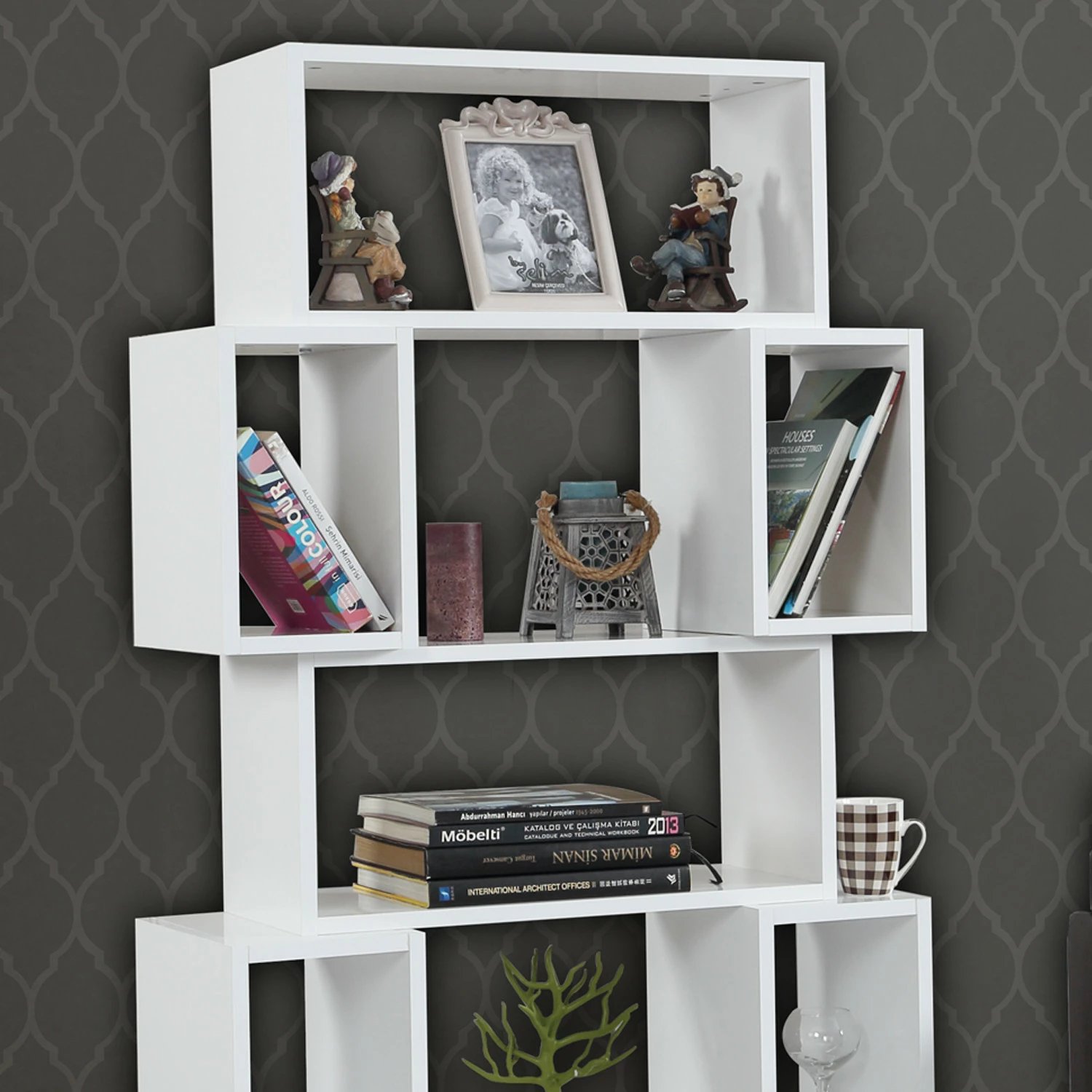 Raft librash Hanah Home, Box, ngjyrë e bardhë shkëlqyese