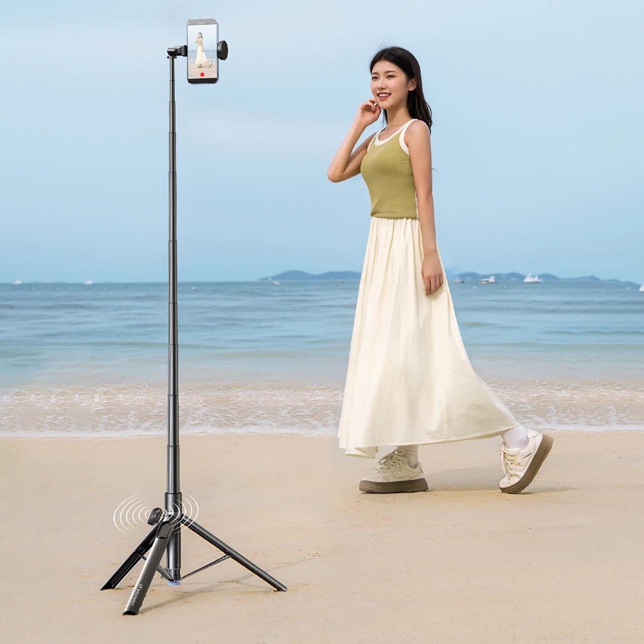 Selfie stick Wozinsky WRZP1 me këmbë që hapen automatikisht, tripod, 1.7m, zi