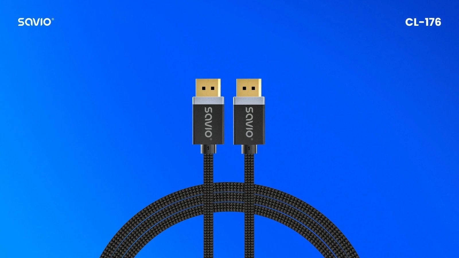 Kabllo DisplayPort Savio CL-176, 1.4, 3 m, E zezë