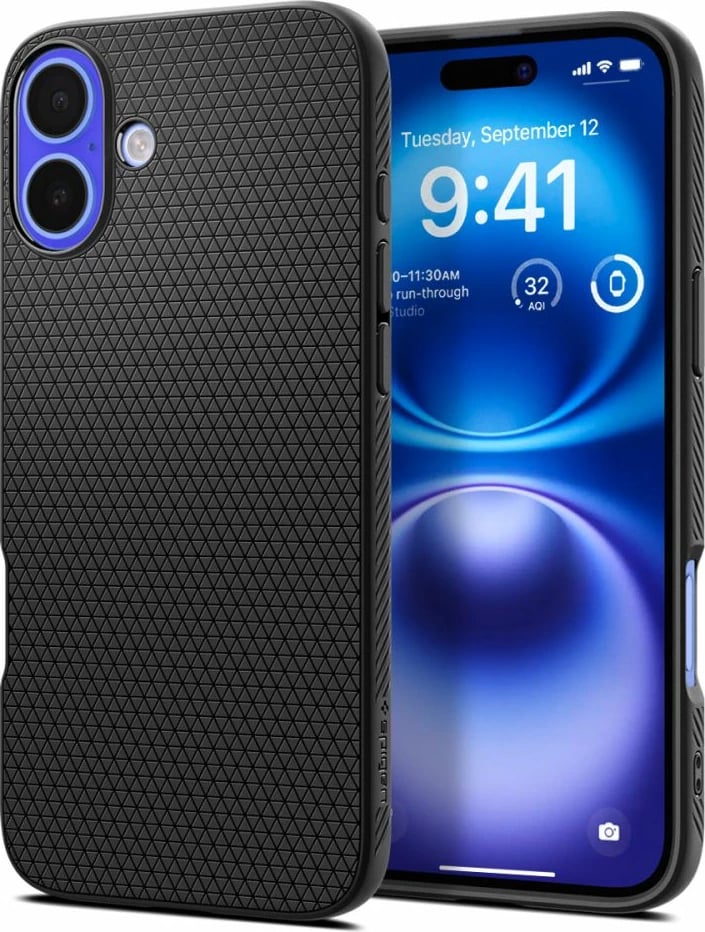 Mbështjellës, Spigen Liquid Air, për iPhone 16 Plus, TPU i hollë me kapje të mirë, i zi