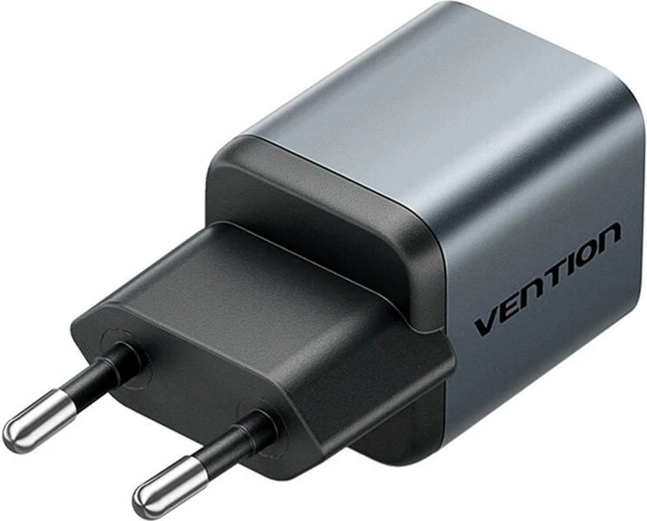 Karikues GaN Vention USB-C 20W me kabllo USB-C në Lightning 1m, Gri