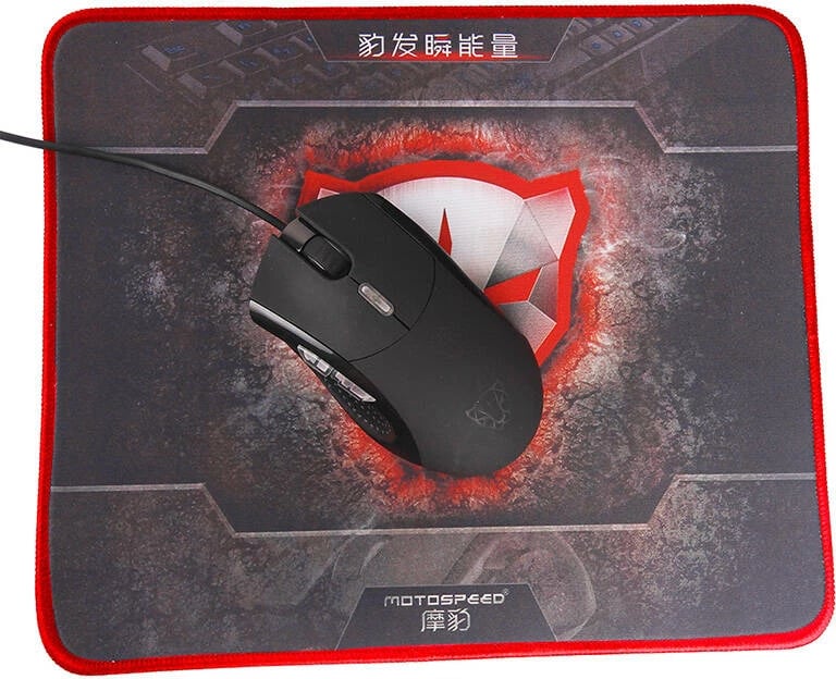 Mauspad Motospeed P70 gaming, 30x26 cm, i zi me të kuqe