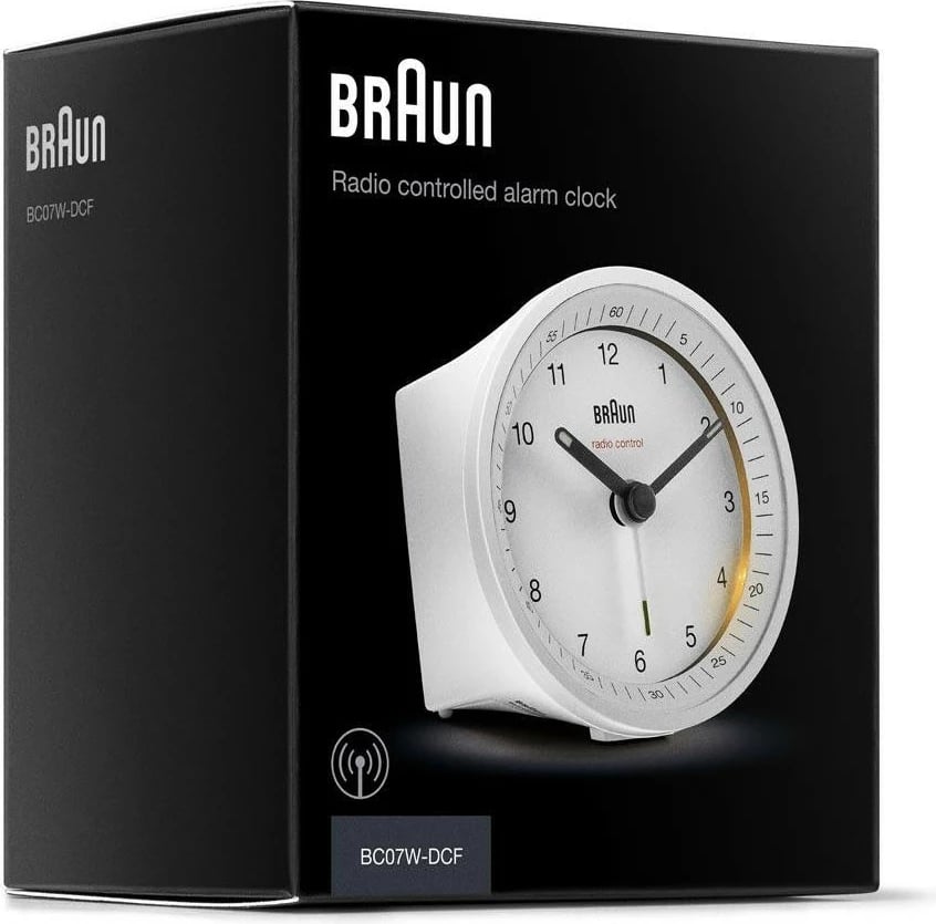 Alarm Braun BC07W-DCF, analog, radio kontroll, bardhë Alarm Braun BC07W-DCF, analog, radio kontroll, bardhë