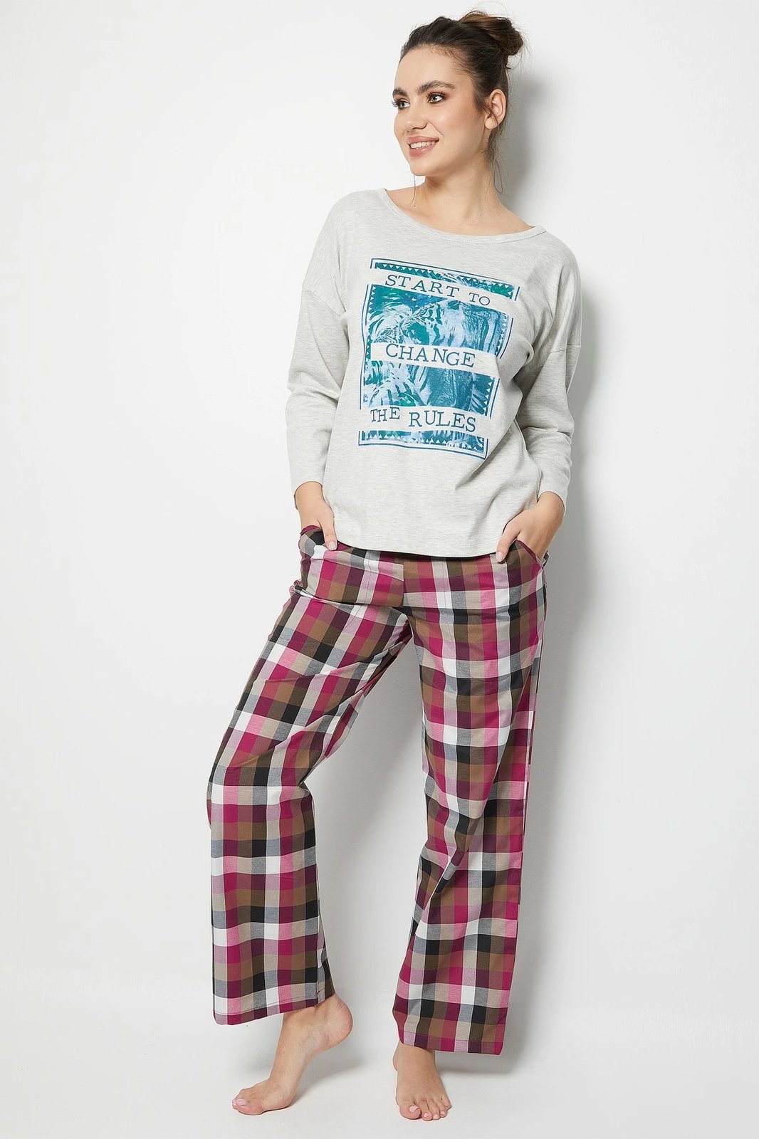 Set pizhamash për gra, Jumeon, 002-000260, gri, marl