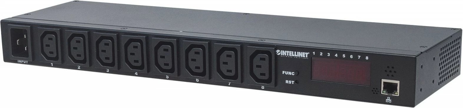 Shirit energjie rack Intellinet 163682, 8 dalje C13, menaxhim IP, 1U, i zi