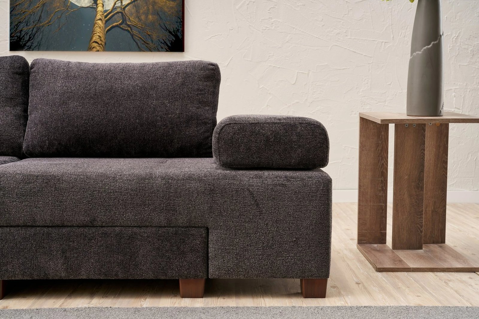 Krevat-sofá treshe, Atelier del Sofa, pëlhurë Perenna Chenille, antracit