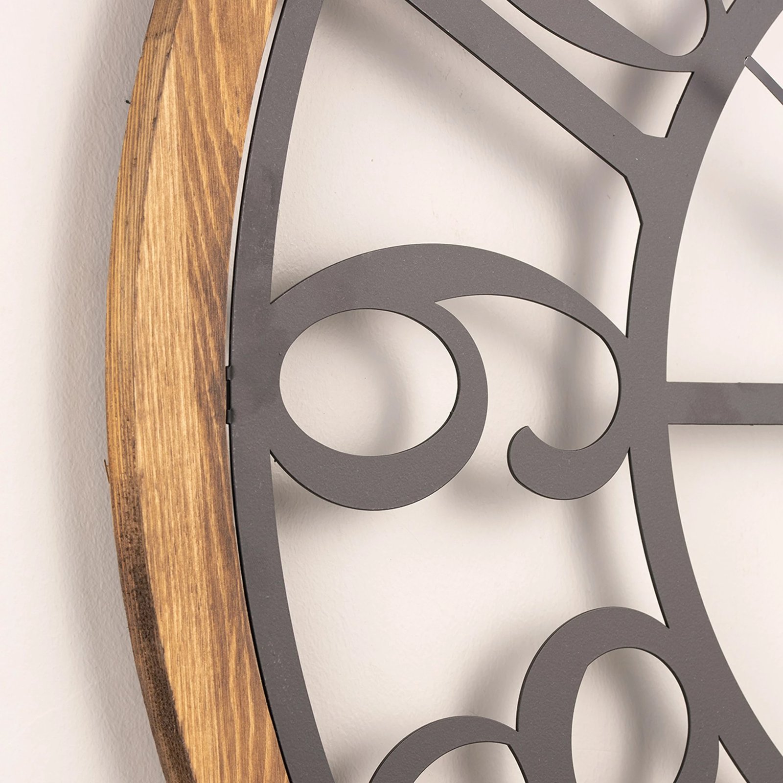 Orë muri dekorative, metalike, Wallity Bonni, e zezë dhe lis, 80cm