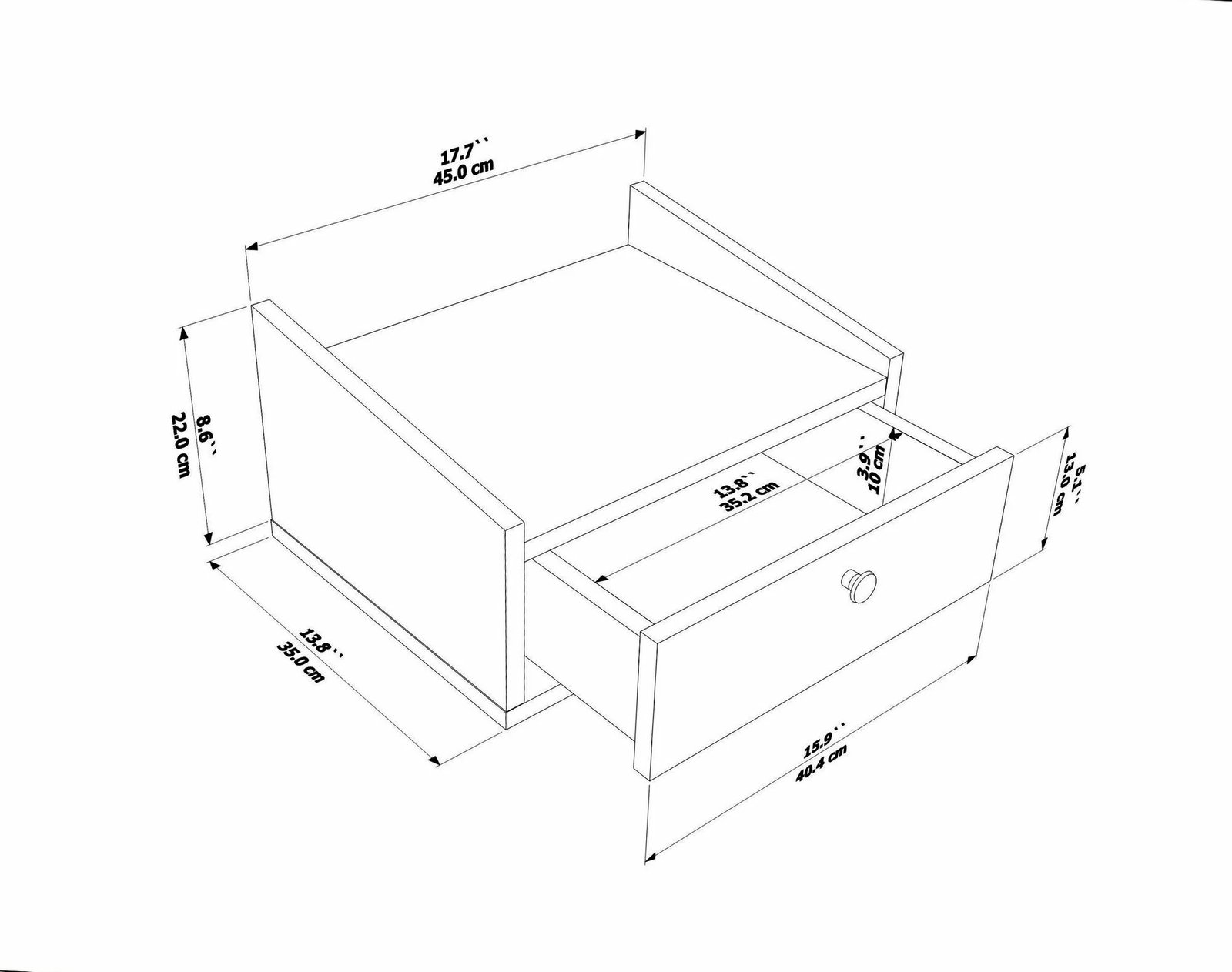 Komodinë anës krevati Skye Decor, Anel, e bardhë