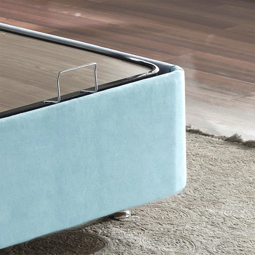 Baza e shtratit teke, ngjyrë kaltër e çelët, Skye Decor, 120x200