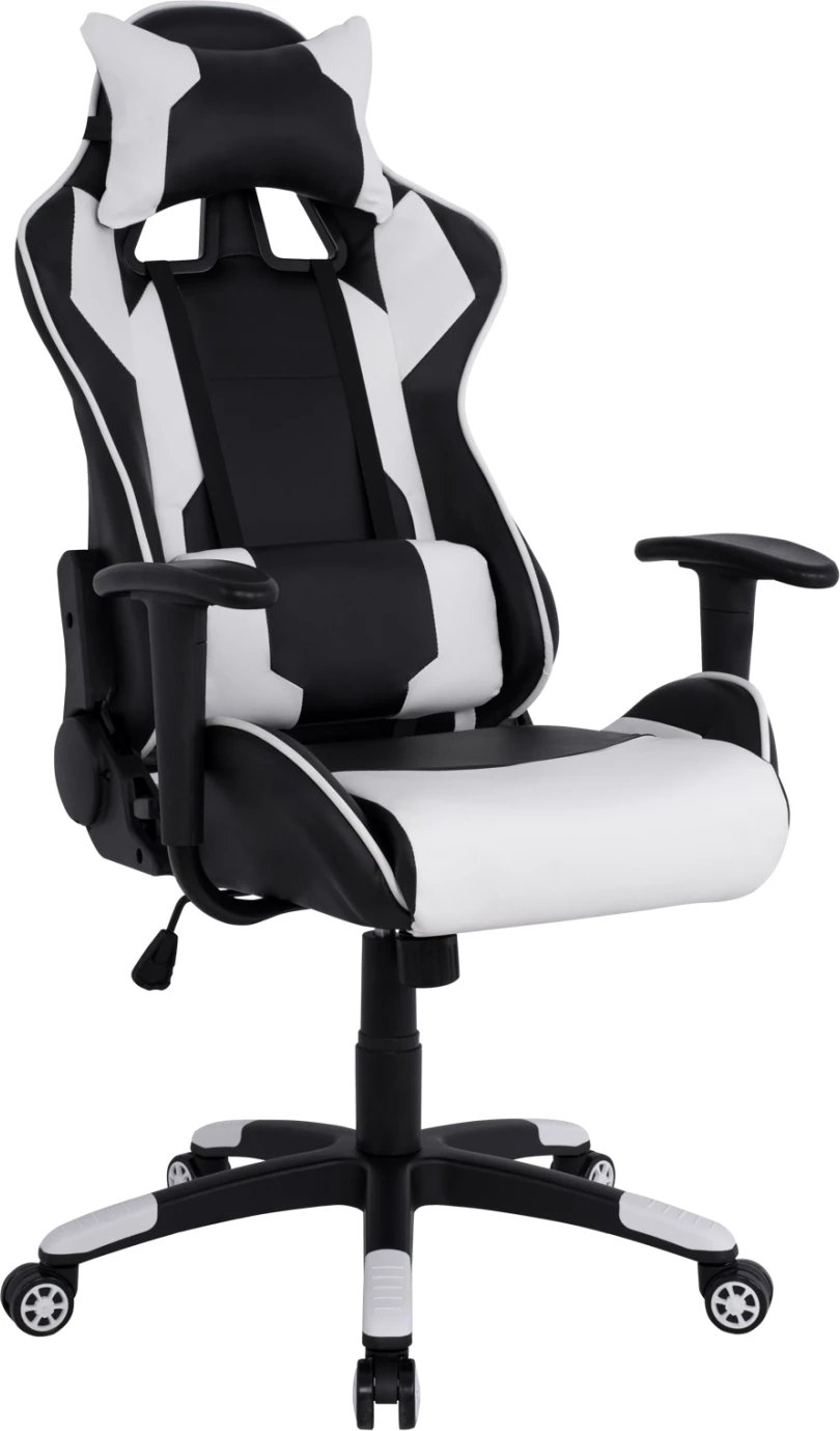 Karrige gaming për zyre, ngjyrë bardhë e zezë, FH1072.04, 66.5x70x(122-129) cm