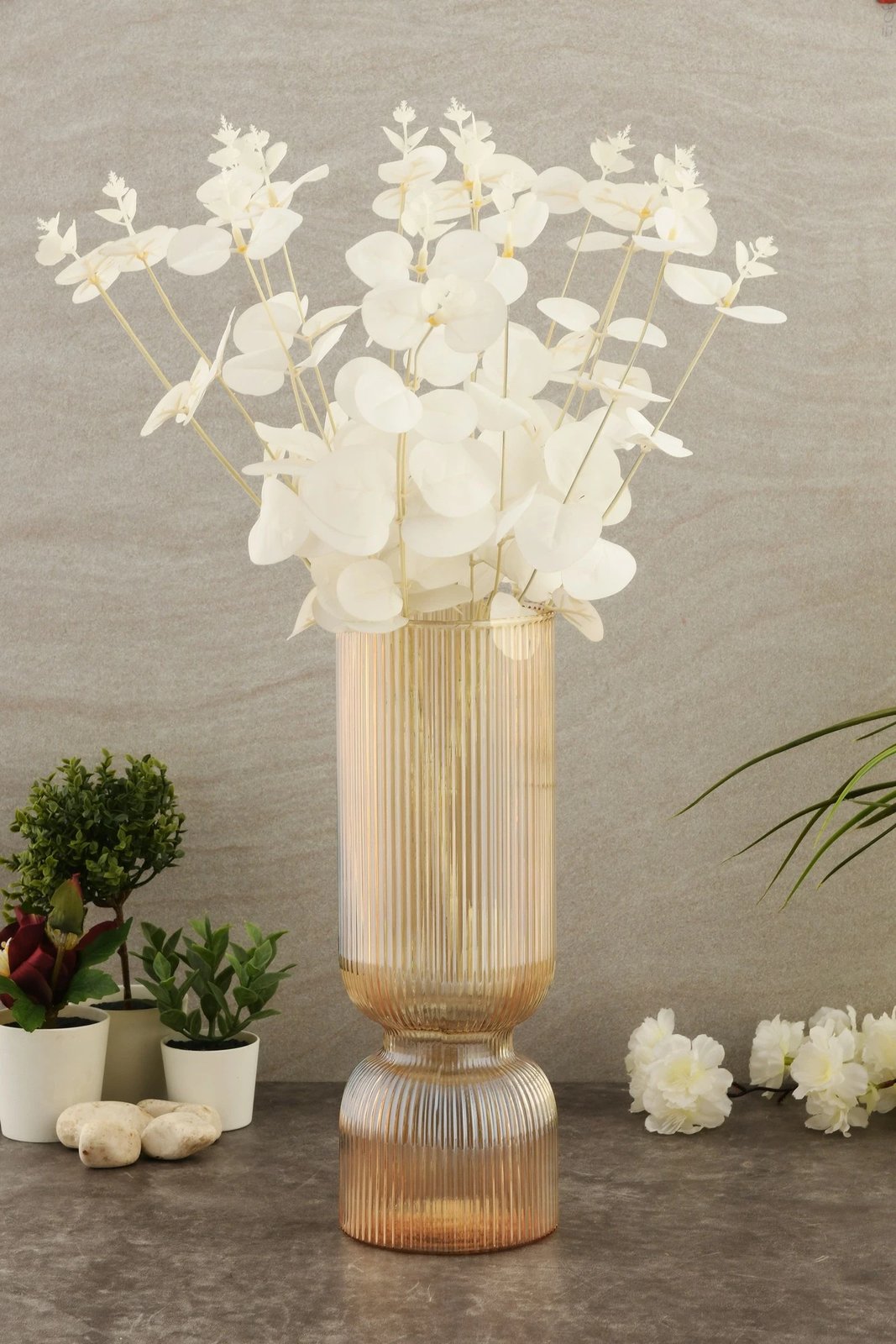 Vazo dekorative prej qelqi, ngjyrë ari, Aberto Design, Safir DV30B, 10x30x10 cm