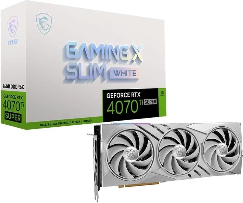 Kartë Grafike MSI GeForce RTX 4070 Ti SUPER GAMING X SLIM WHITE, 16GB DLSS 3