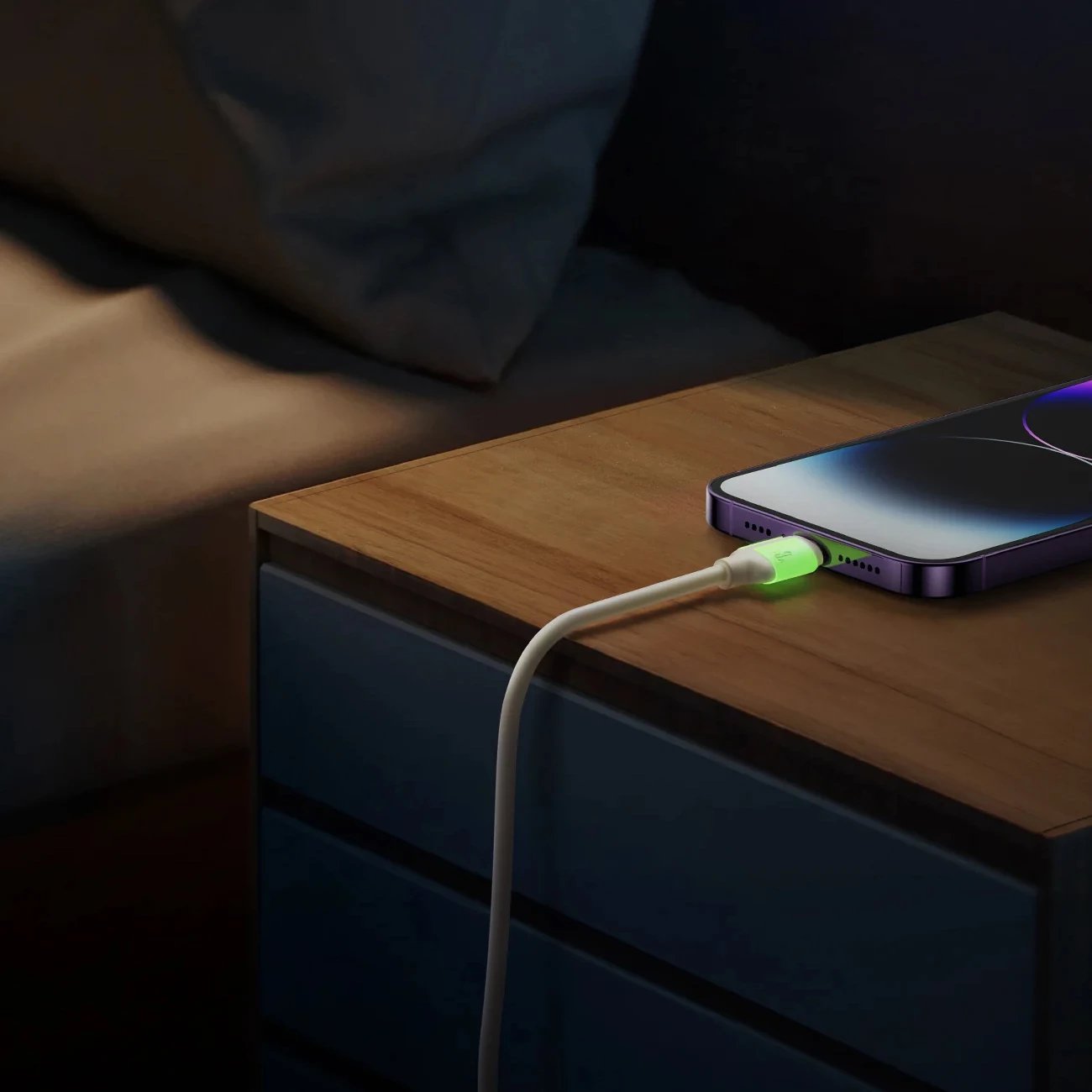 Kabllo Joyroom S-A53, USB-A në Lightning, 1.2m, 3A, majë fluoreshente, Bezhë