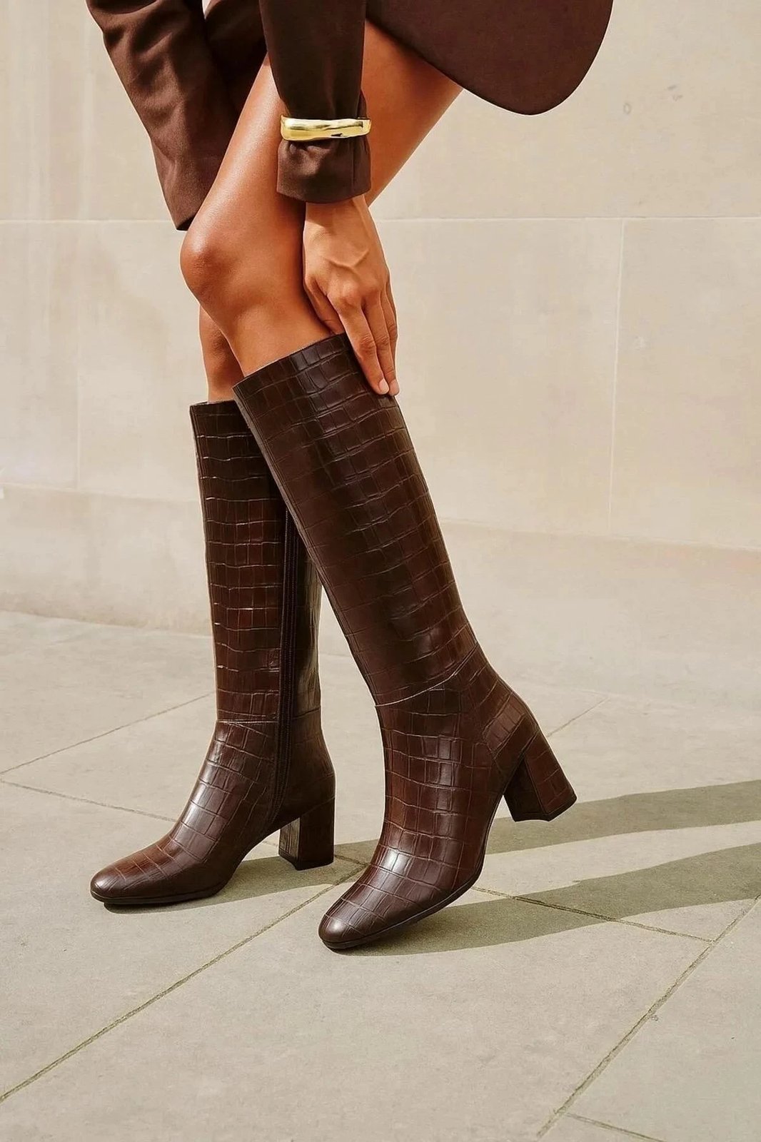 Çizme për gra, lëkurë zamaku, ngjyrë kafe, MK1350121KR20-001