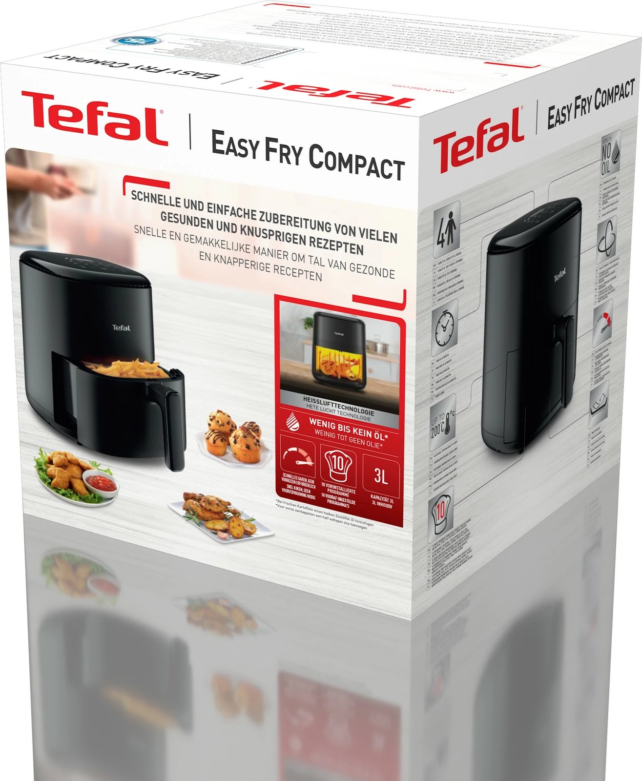 Fritezë me ajër të nxehtë Tefal Easy Fry EY145810, 3 L, E zezë