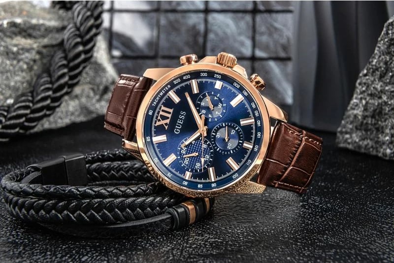 Orë dore për meshkuj Guess, kafe