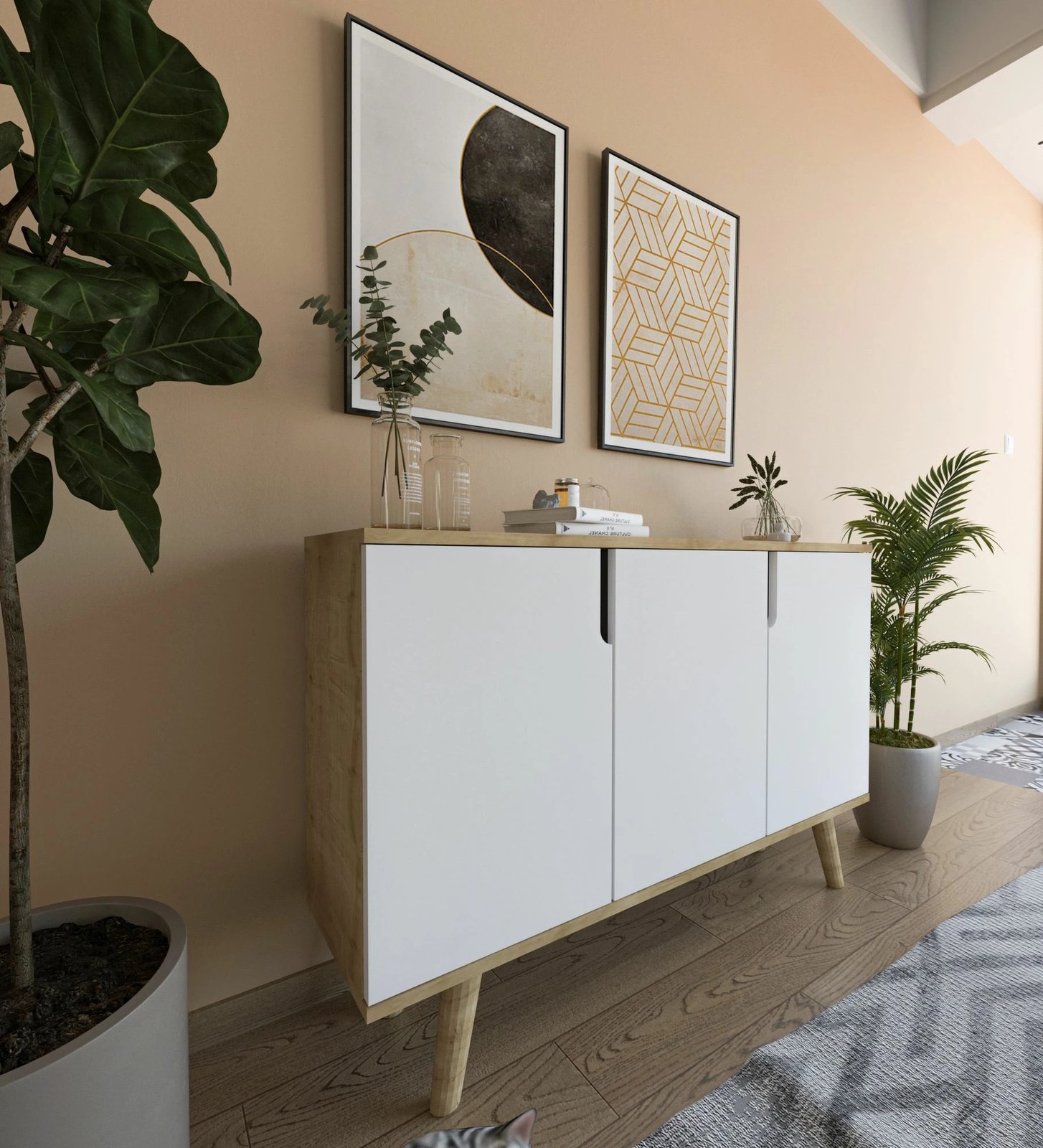 Konsol Skye Decor Verona 120, lis safir, e bardhë