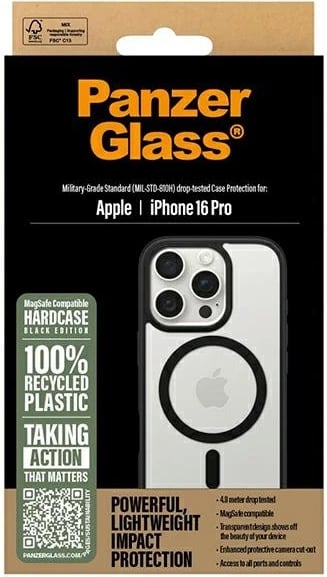 Mbështjellës PanzerGlass HardCase për iPhone 16 Pro, MagSafe, zi