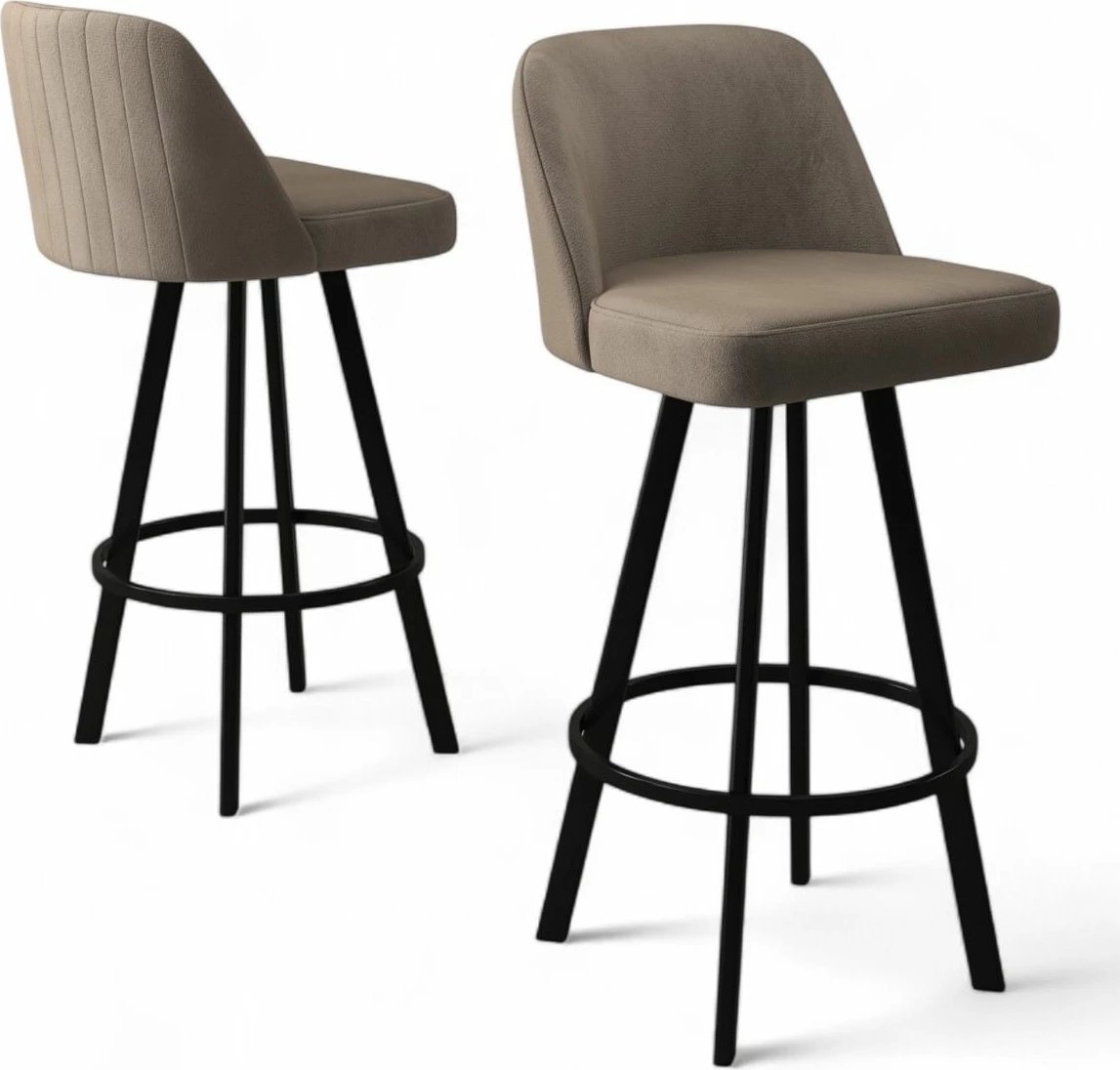 Set karrigesh për bar (4 copë), Hanah Home, Atex, kapuçino, e zezë