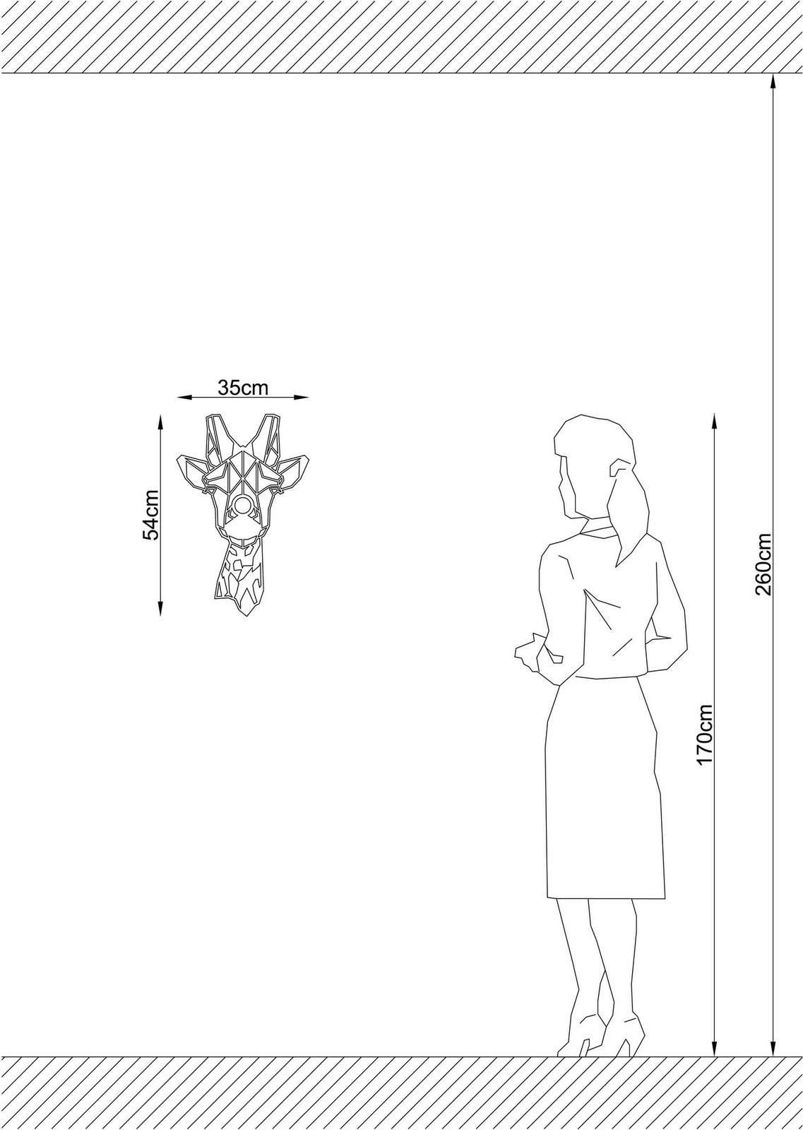 Llambë muri Opviq, e zezë, model gjirafe, W-029 Llambë muri Opviq, e zezë, model gjirafe, W-029