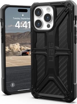 Mbështjellës UAG Monarch për iPhone 15 Pro Max, karbon i zi