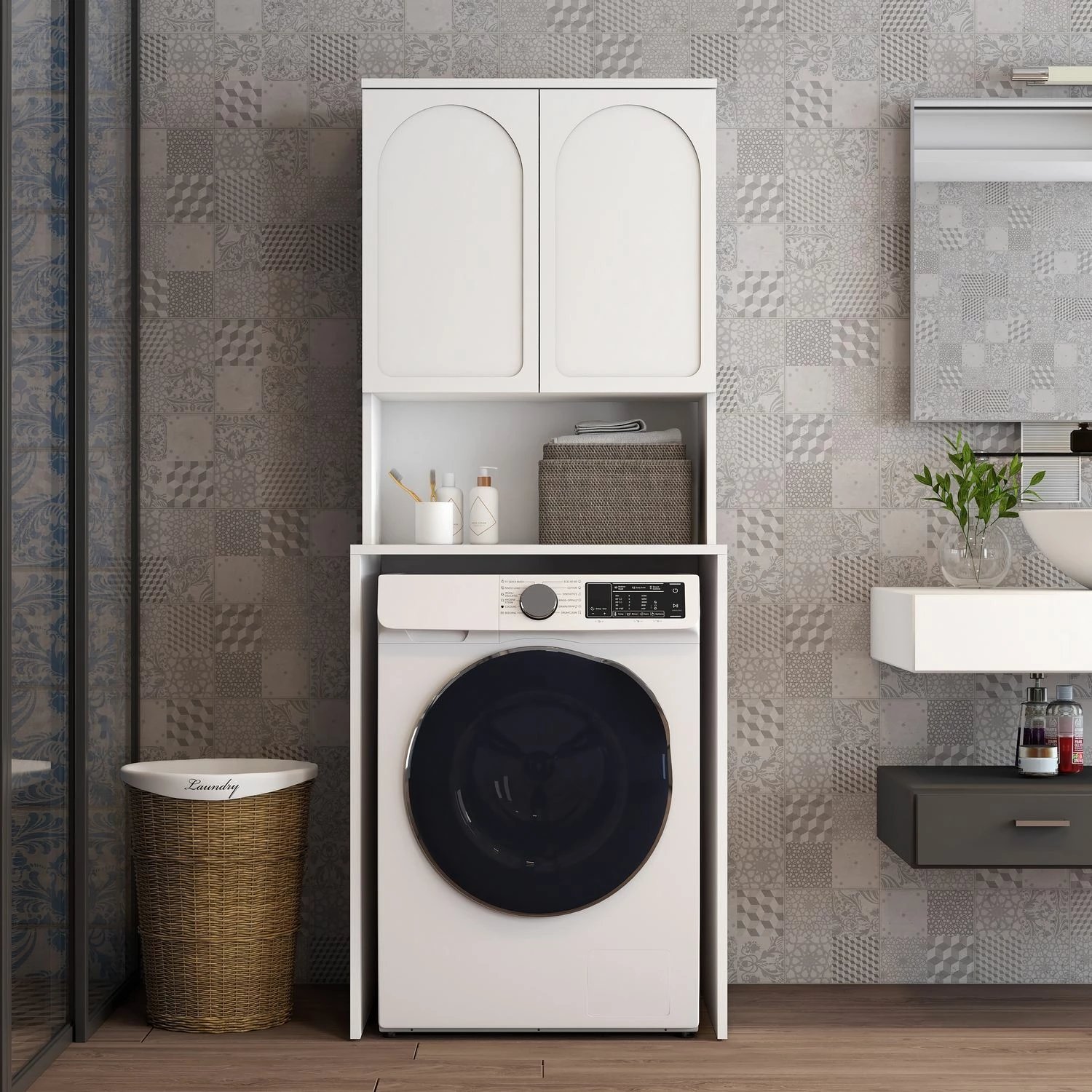 Dollap për lavatriçe, ngjyrë e bardhë, Skye Decor, Lyon 60