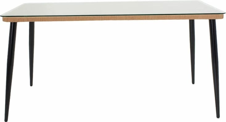 Tavolinë Naoki metalike, ngjyrë e zezë-pe natyrale-xham 160x90x78cm