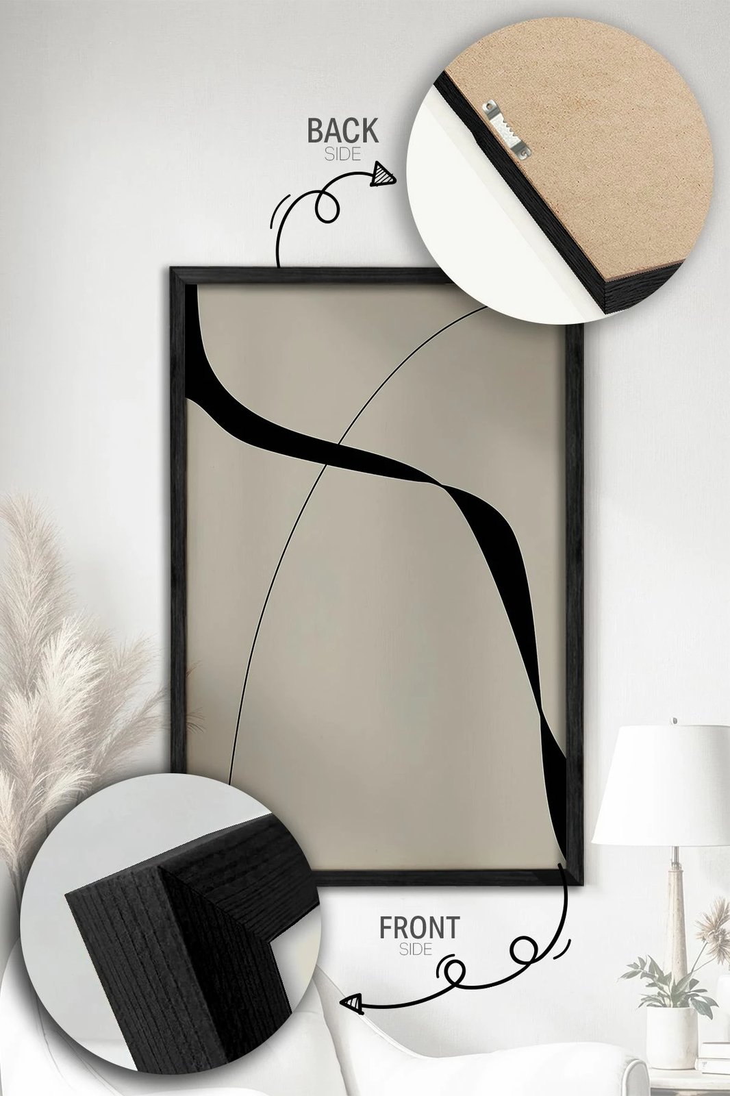 Pikturë dekorative me kornizë (2 copë), Wallity, Ersy2Lımodel1-Sıyah