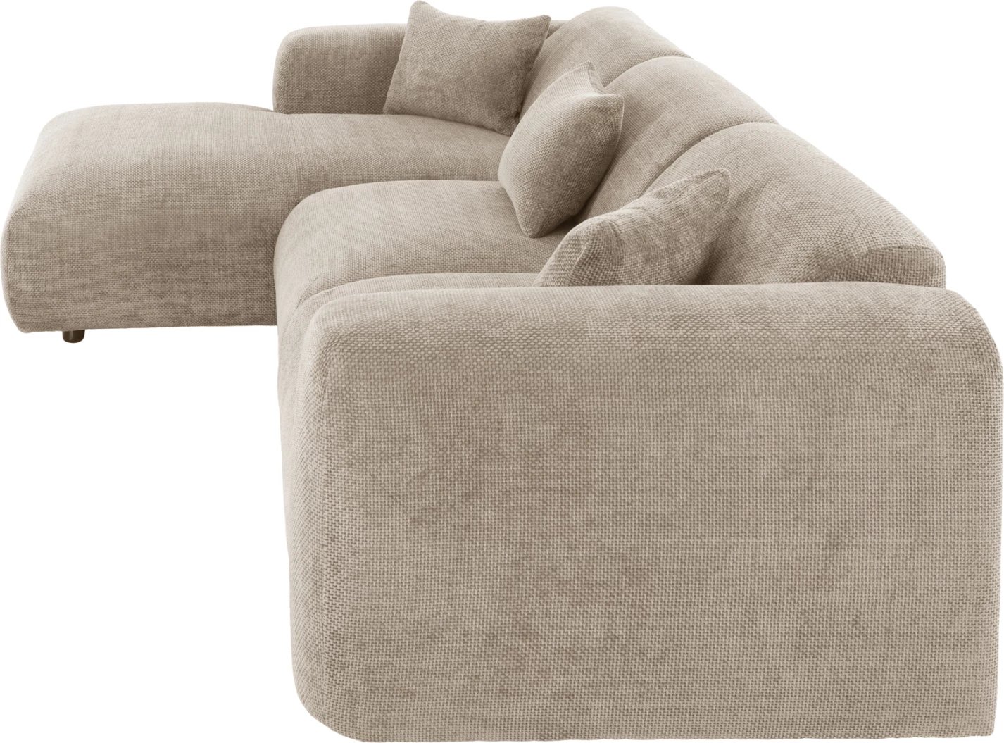Divan qoshe BRICKEN FH3275.01L, pëlhurë bezhë, 110-282x98-160x72H cm