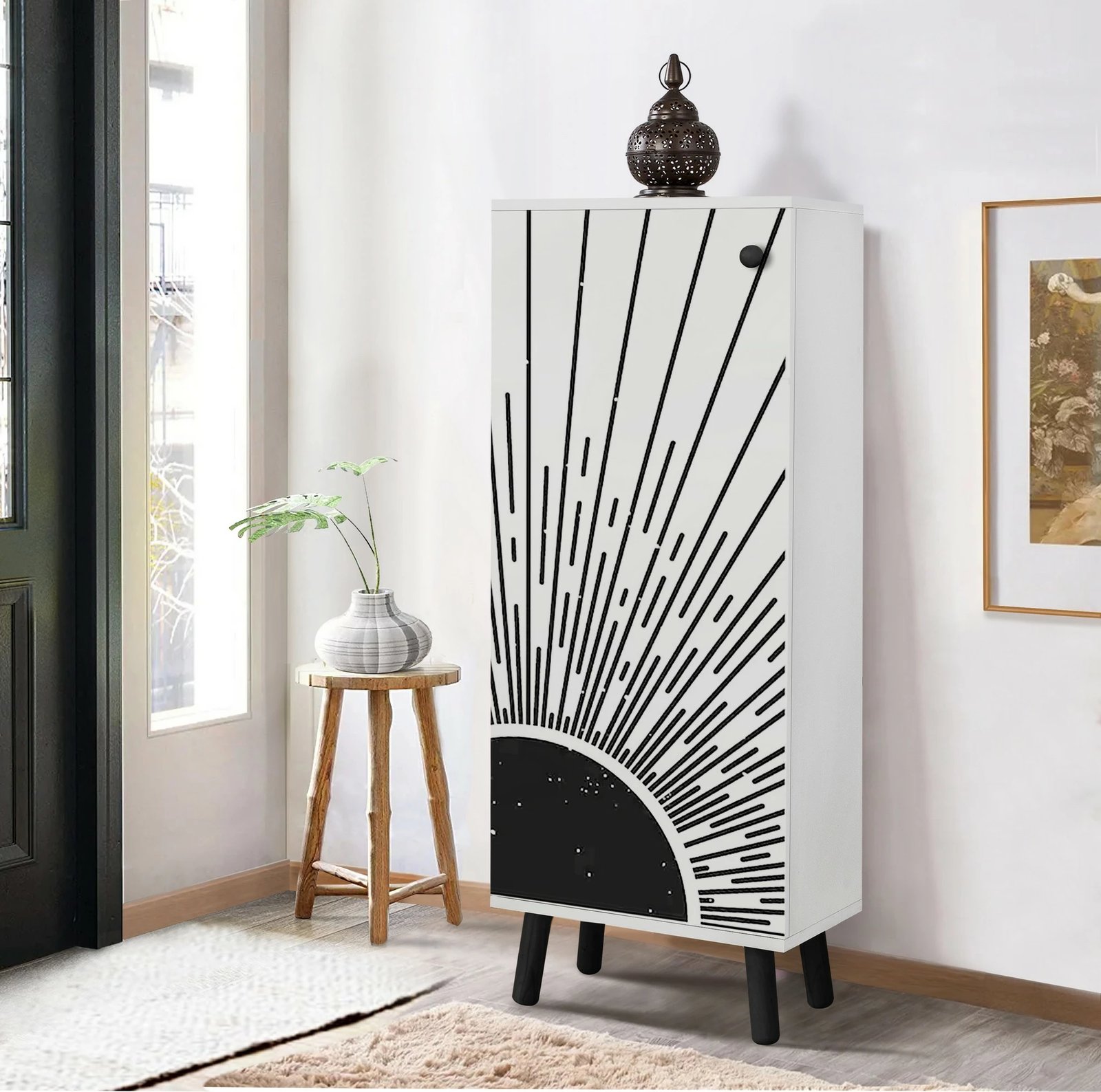 Dollap për këpucë Skye Decor, Vegas - SB 963, bardhë e zi